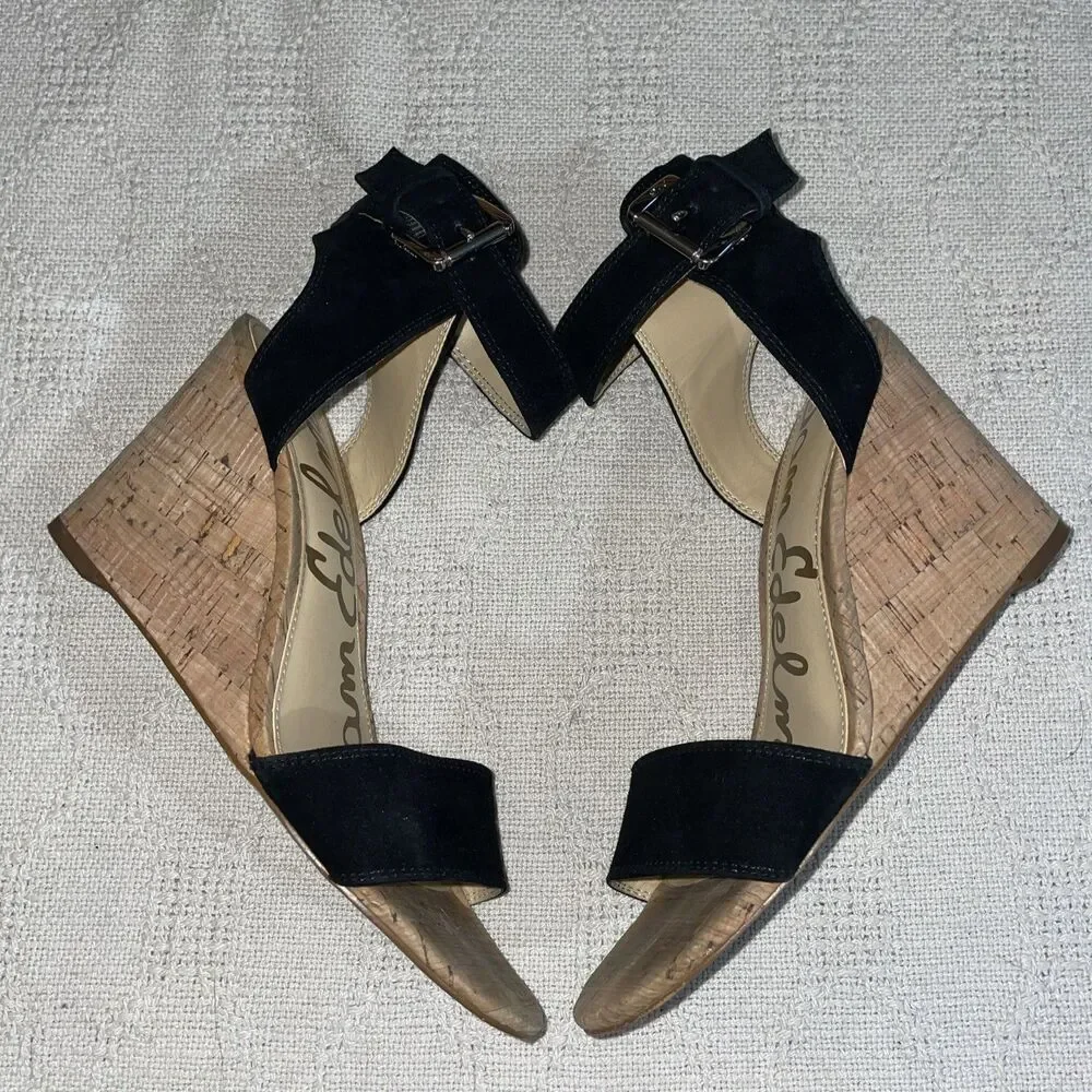 Sam Edelman Women’s Wedge Dress Shoes Size 6.5 M Black Ankle Strap Going out